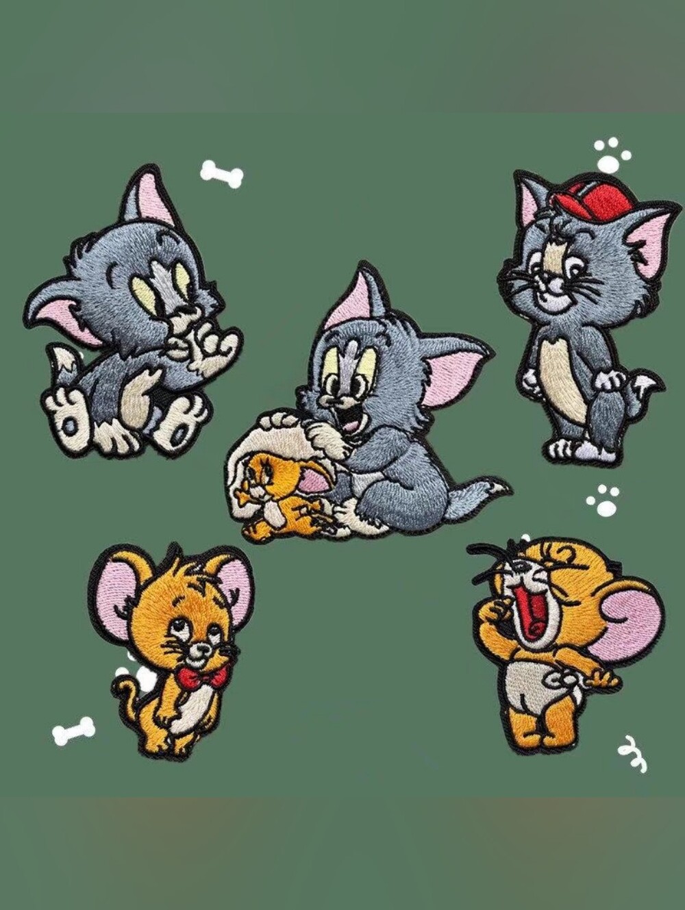 Baby Tom and Jerry Embroidered Patch Set Of 5 New Without Tag